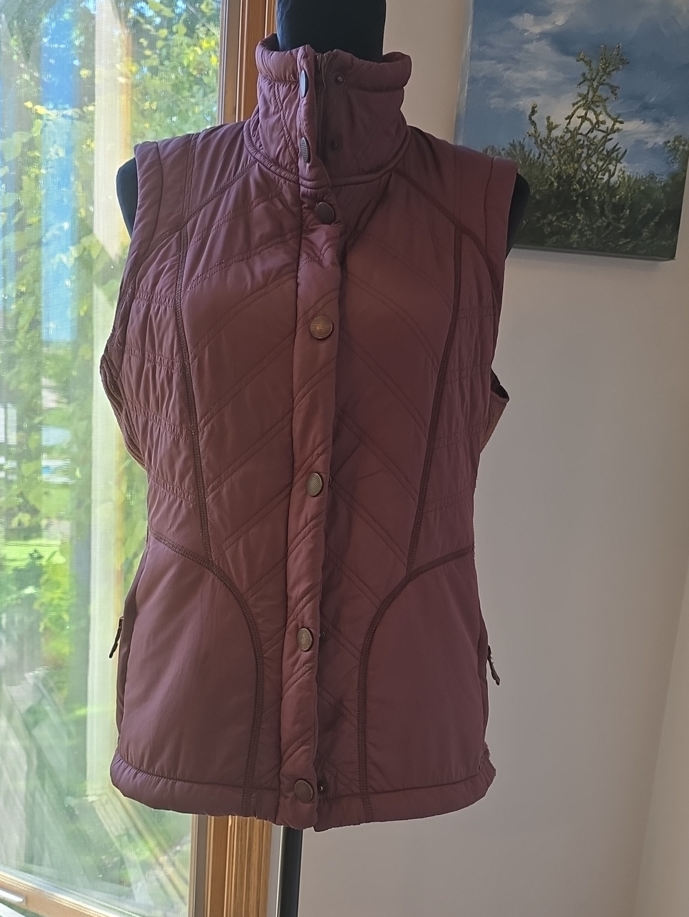 PrAna Women's Size Large Dusty Rose Quilted Women's Puffer Vest